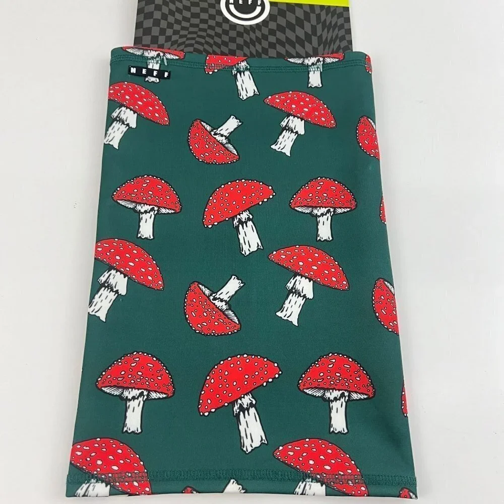Neff Headwear Snow Gaiter Green Red Mushrooms OSFA NWT‎